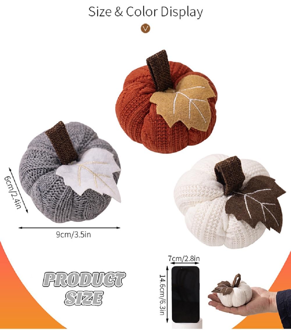 Set of 6 Small Crochet Pumpkins – Rustic Fall Decor for Cozy Autumn, Thanksgiving, and Halloween – Perfect for Farmhouse, Table, and Kitchen Decoration