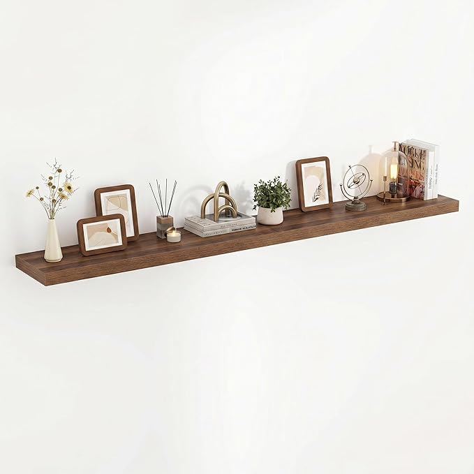 Acovy 72 Inch Floating Shelves, 3D Textured Wood Grain, Wooden Shelves