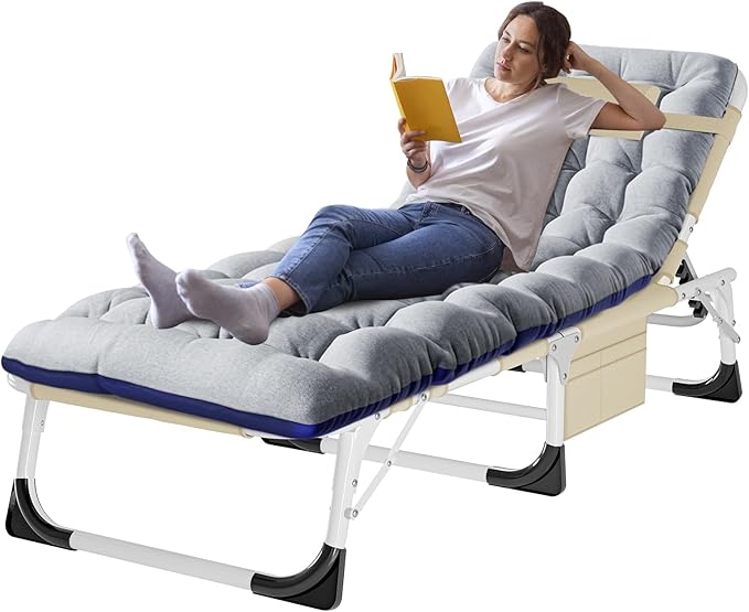 ABORON Heavy Duty Tanning Chair, Outdoor 5-Position Folding Chaise Lounge Chair