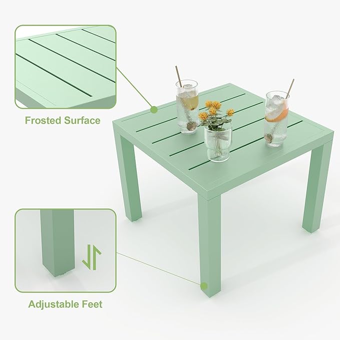 GarveeTech 3 PCS Outdoor Bistro Set, Stackable Modern Metal Steel Table and