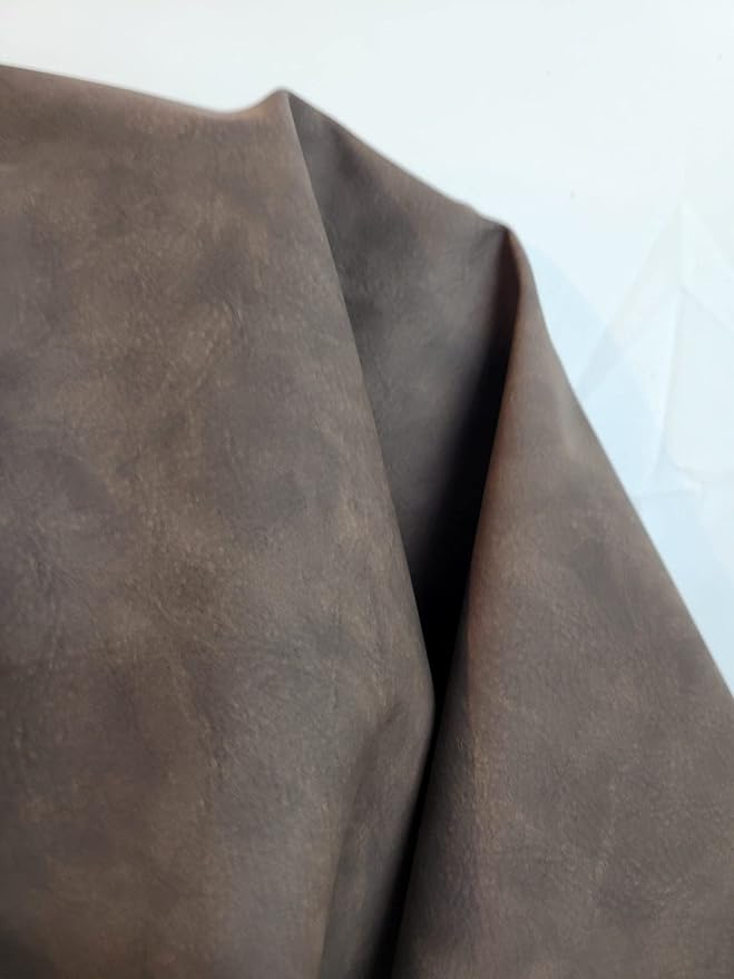 NAT Leathers | Dark Brown Tumbled Nubuck Calf Soft Faux Vegan Leather PU | 10