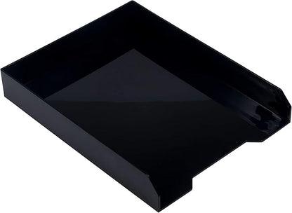 JAM PAPER Stackable Paper Trays - Black - Desktop Document, Letter, & File Organizer Tray - 2/Pack
