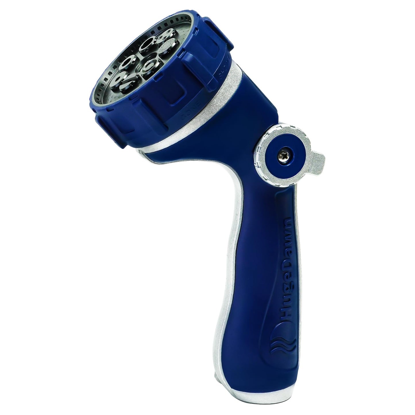 HugeDawn Garden Hose Nozzle with 7 Spray Patterns, Heavy Duty Metal Sprayer 30% Greater Water Flow for Watering, Car Wash, Outdoor Cleaning (Blue)