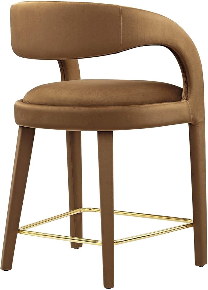 Modway EEI-6566-BRN-GLD Pinnacle Performance Velvet Counter Stool Set of Two