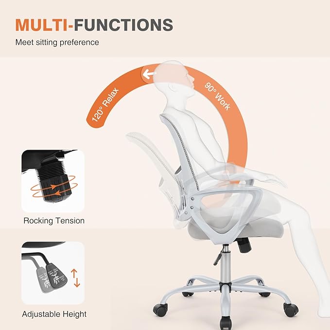 Sweetcrispy Ergonomic Mid-Back Mesh Home Office Desk Chair