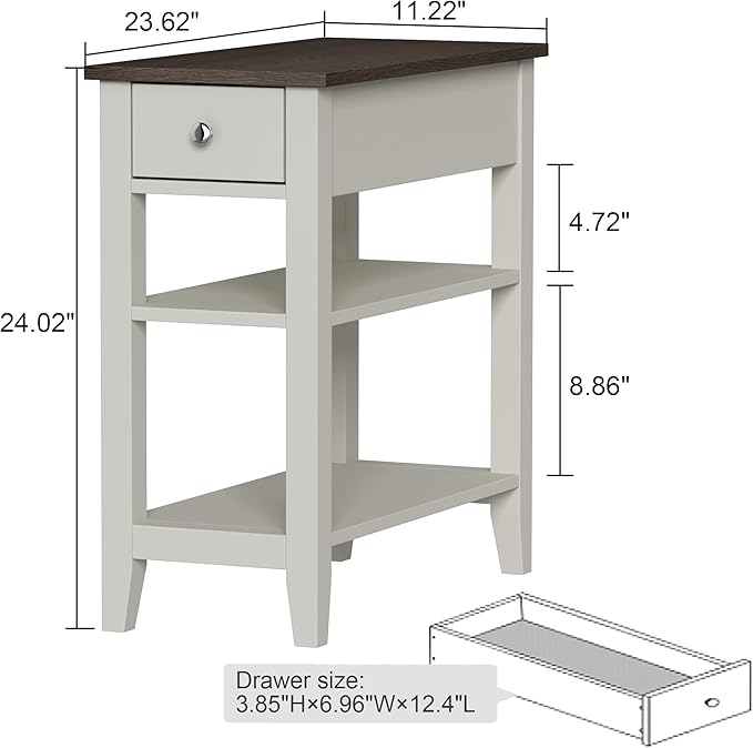 ChooChoo Side Table Living Room Set of 2, Narrow End Table
