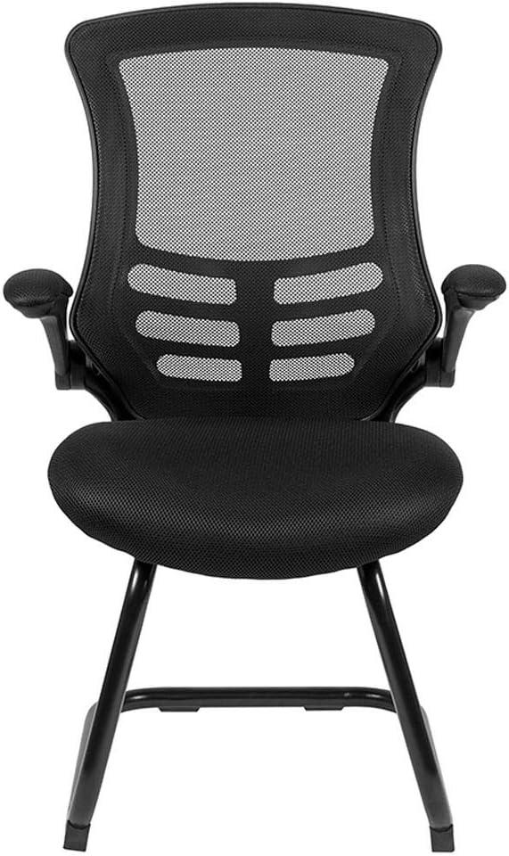 Flash Furniture Kelista Black Mesh Sled Base Side Reception Chair