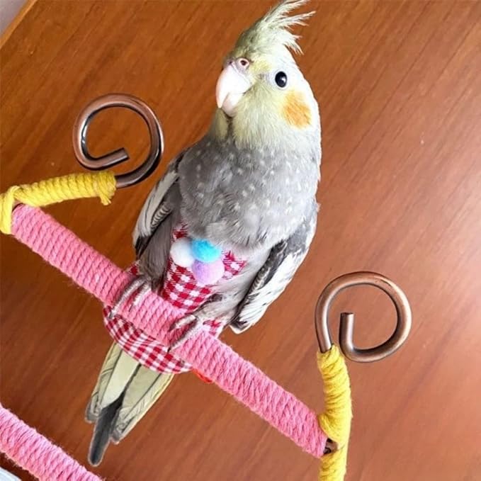 Bird Flight Suits Diapers, Parrot Flight Suits Diapers for Monk Parakeets, Cockatiels Flight Suits, Parrot Clothes, Bird Training Nappy Suit Liners Clothes (Red,Budgier)