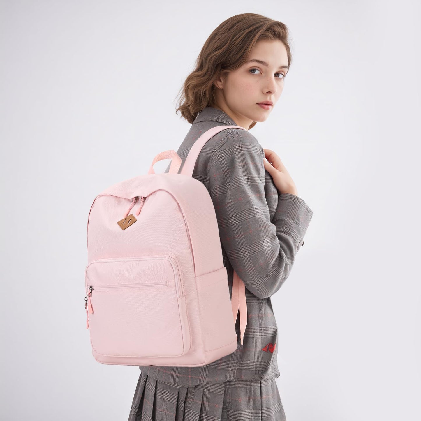 Lohol Classic Backpack for School Travel College, Durable Water Resistant Bookbag (Pink)