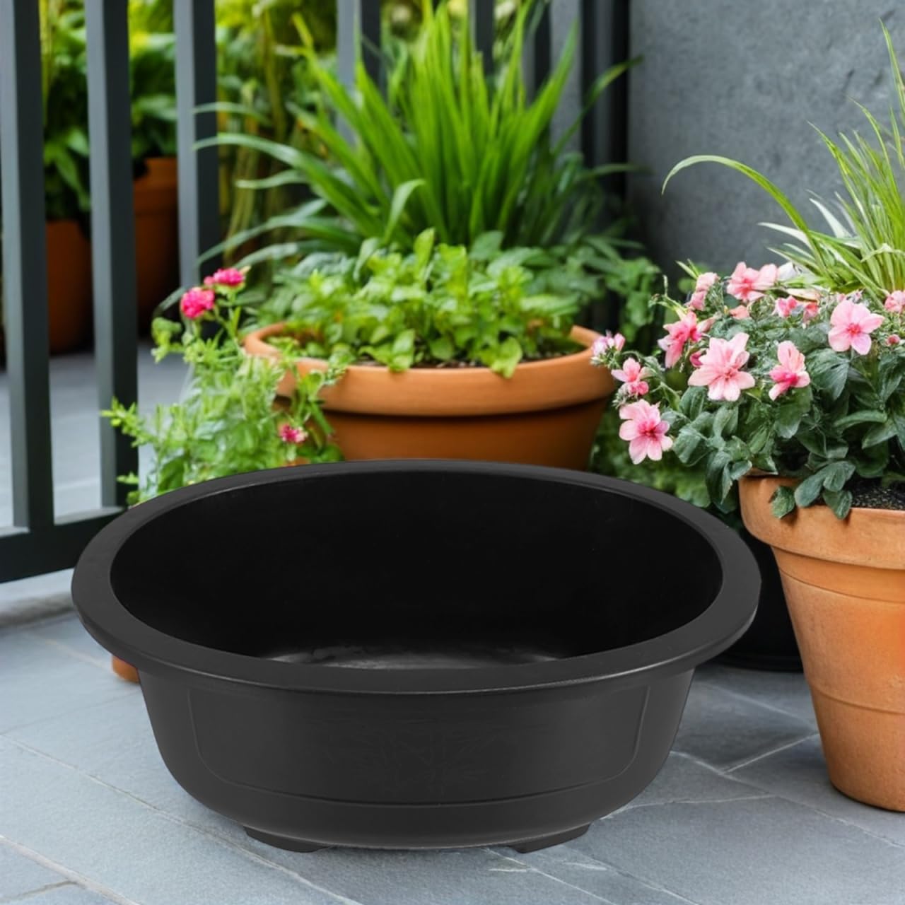 Hemoton 2pcs Large Oval Flower Pots Drainage for Indoor and Outdoor Gardening Modern Bonsai for Home Office Decor and Balcony Use