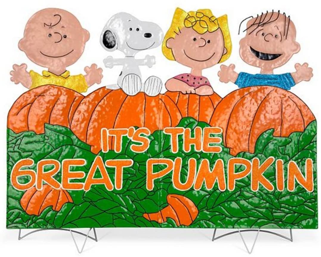 "It's the Great Pumpkin Charlie Brown" Peanuts Gang Hammered Metal Halloween Decoration