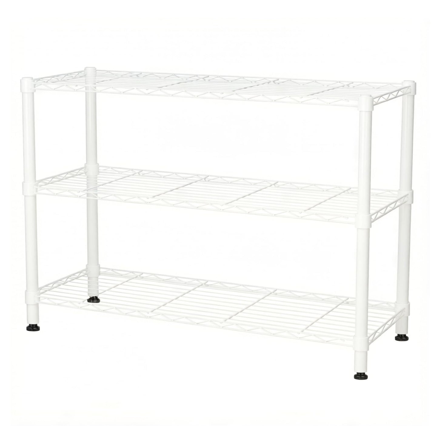 Standing Shelving Units, 36" W x 14" D x 32" H Metal Storage Shelves, Adjustable Carbon Steel Wire Shelving Rack Display Shelf for Garage Bathroom Kitchen Home Office (3-Tiers, White)