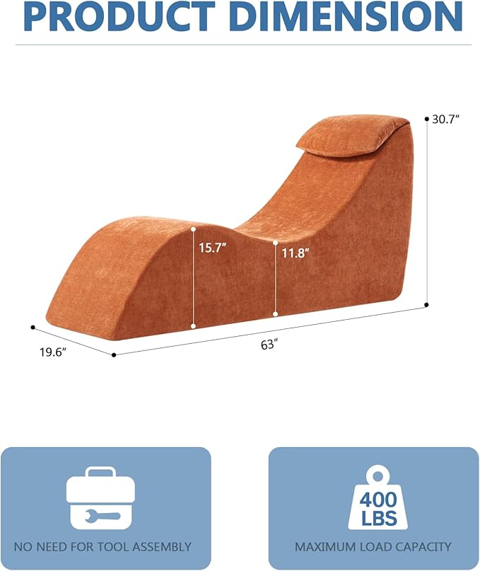 Yoga Chair Lounge for Adult, Yoga Lounge Chair，Ergonomic Chaise Lounge Chair