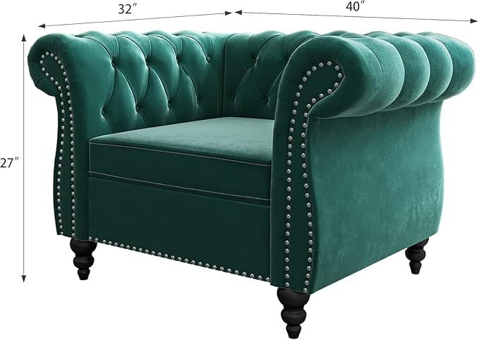 Mid-Century Sofa Chair, Velvet Accent Chair