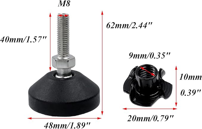 Antrader M8 Thread Leveling Feet