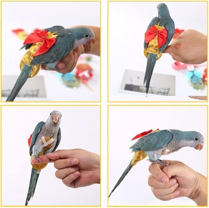 Bird Flight Suits Diapers, Parrot Flight Suits Diapers for Rosellas, Cockatiels Flight Suits, Parrot Clothes, Bird Training Nappy Suit Liners Clothes (Small)