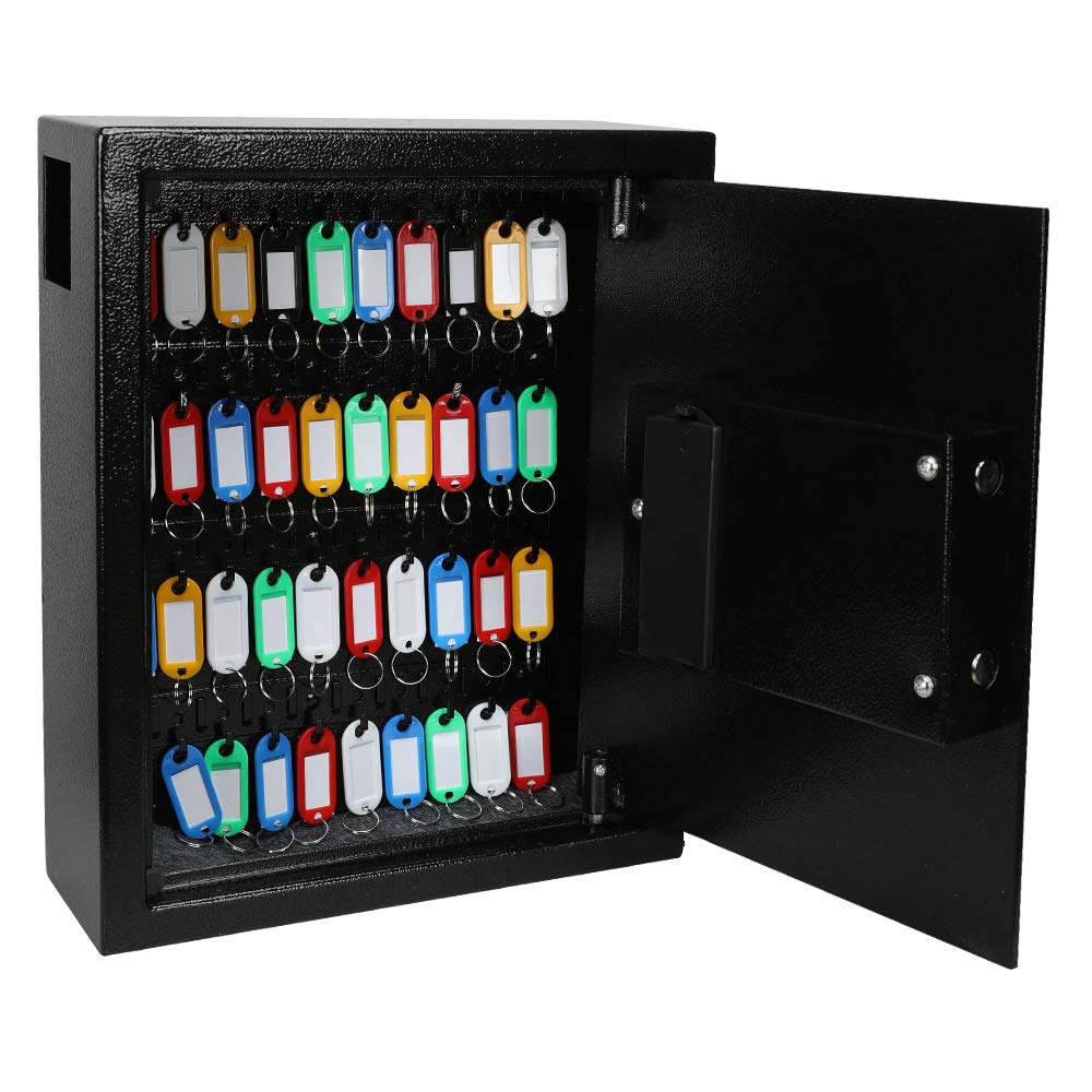 KYODOLED Electronic 40 Keys Cabinet Wall Mount,Digital Key Safe Lock Box,Large Security Lockbox for House Key,Heavy Duty Combination Lock Storage,14.37'' X 11.8'' X3.93'' (Black,40 Keys)