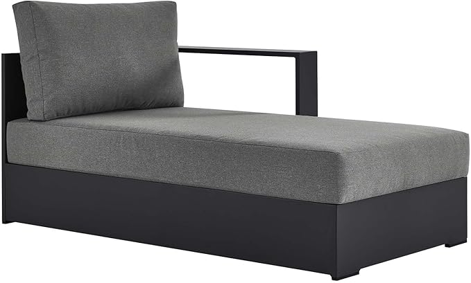 Modway Tahoe Powder-Coated Aluminum Outdoor Chaise Lounge in Gray Charcoal