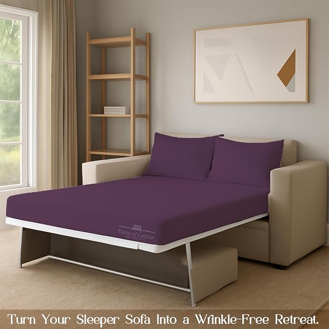 Sleeper Sofa Bed Sheet, 100% Cotton 400 Thread Count, 4 Piece Set, Deep Pocket