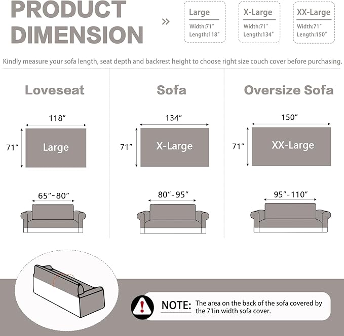 DREAMINGO Chenille Sofa Cover Washable Pet Couch Protector Cover Textured Couch