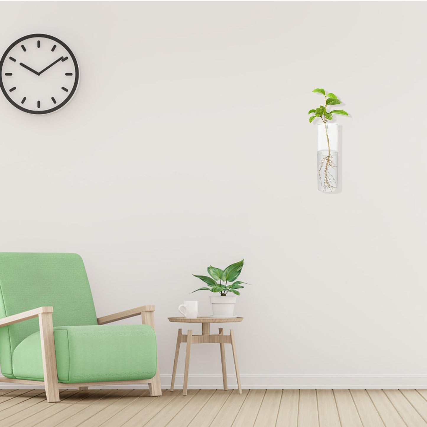 Tofficu Wall-Mounted Glass Flower Vase Set with Cylinder Hydroponic Planter, Tall Glass Plant Terrarium for Balcony Decor and Indoor Wall Display