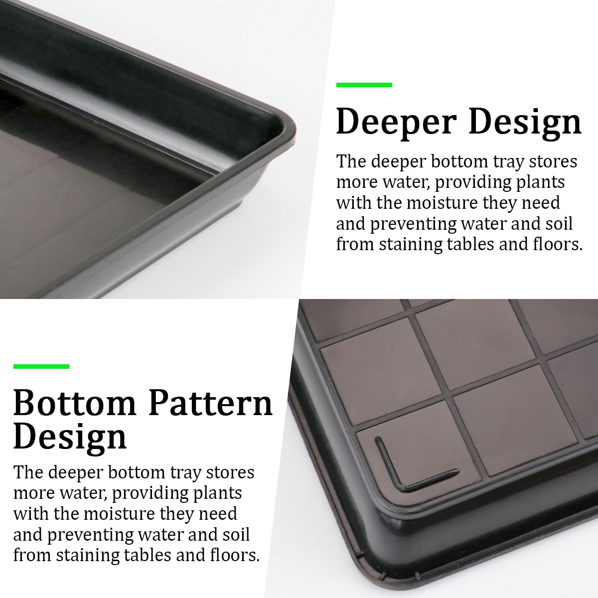 LNQ LUNIQI 5Pcs Square Plastic Plant Saucer 13 Inches Flower Pot Bottom Seat Flower Pot Tray Thick Plastic Drip Tray for Outdoor and Indoor Plant Pots（Black）