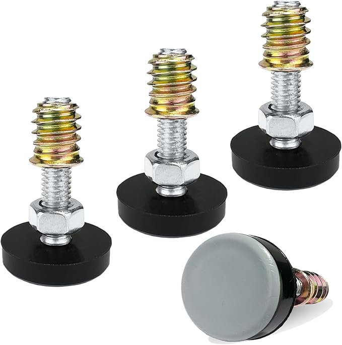 1/4" Thread Leveling Feet PTFE Bottom, Adjustable Furniture Feet Threaded Screw