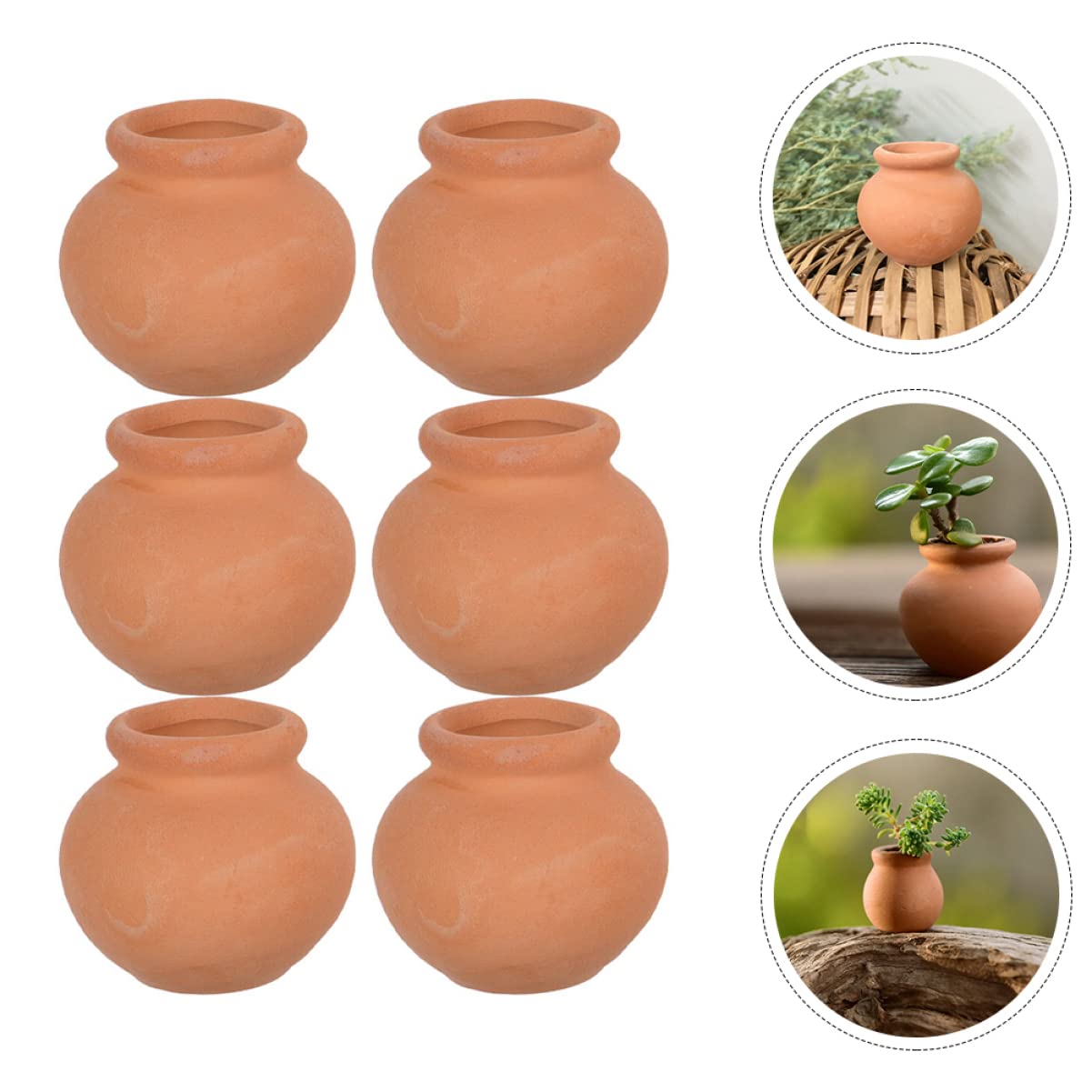 HANABASS 6pcs Mini Terracotta Pots Miniature Flower Pots Compact Containers for Crafts DIY Garden Plants Office Decor Mini House Accessories 1.5X1.5 Inch