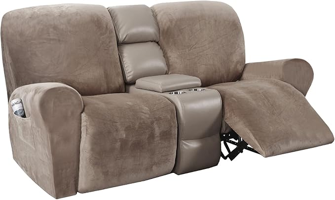 H.VERSAILTEX Velvet Stretch Recliner Couch Covers 6-Pieces Recliner Loveseat
