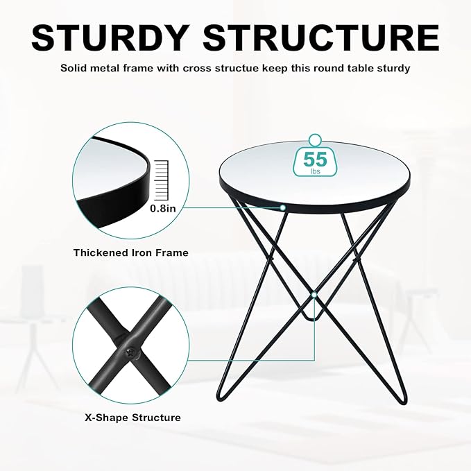HLR Modern Round Side Table, End Table