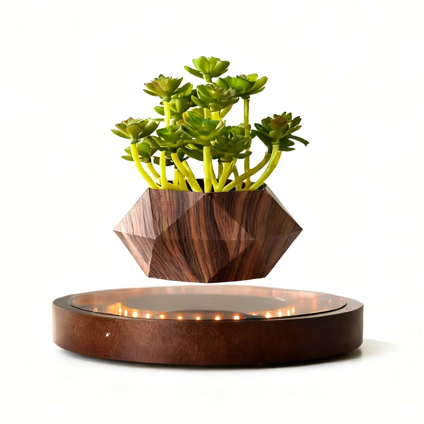 CENTRALEV Magnetic Levitating Plant Pot with LED Light, 360° Rotating Floating Planter for Succulents, Unique Gift for Christmas, Valentine's & Mother's Day, Modern Home Office Desk Decor