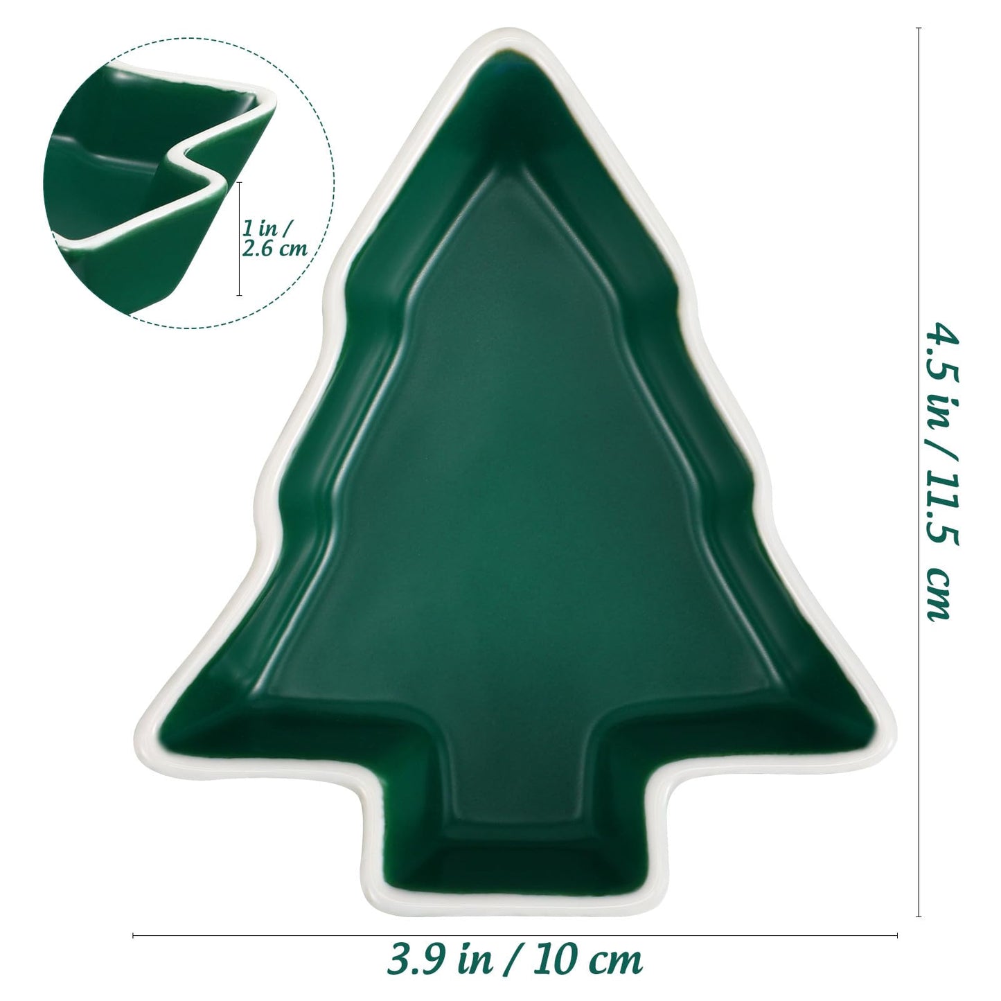 Healeved 2pcs Christmas Tree Shaped Plates 4. 52 Inch Green Christmas Tree Candy Dish Party Snack Trays Dry Fruit Containers Serving Dishes for Restaurant Decorations