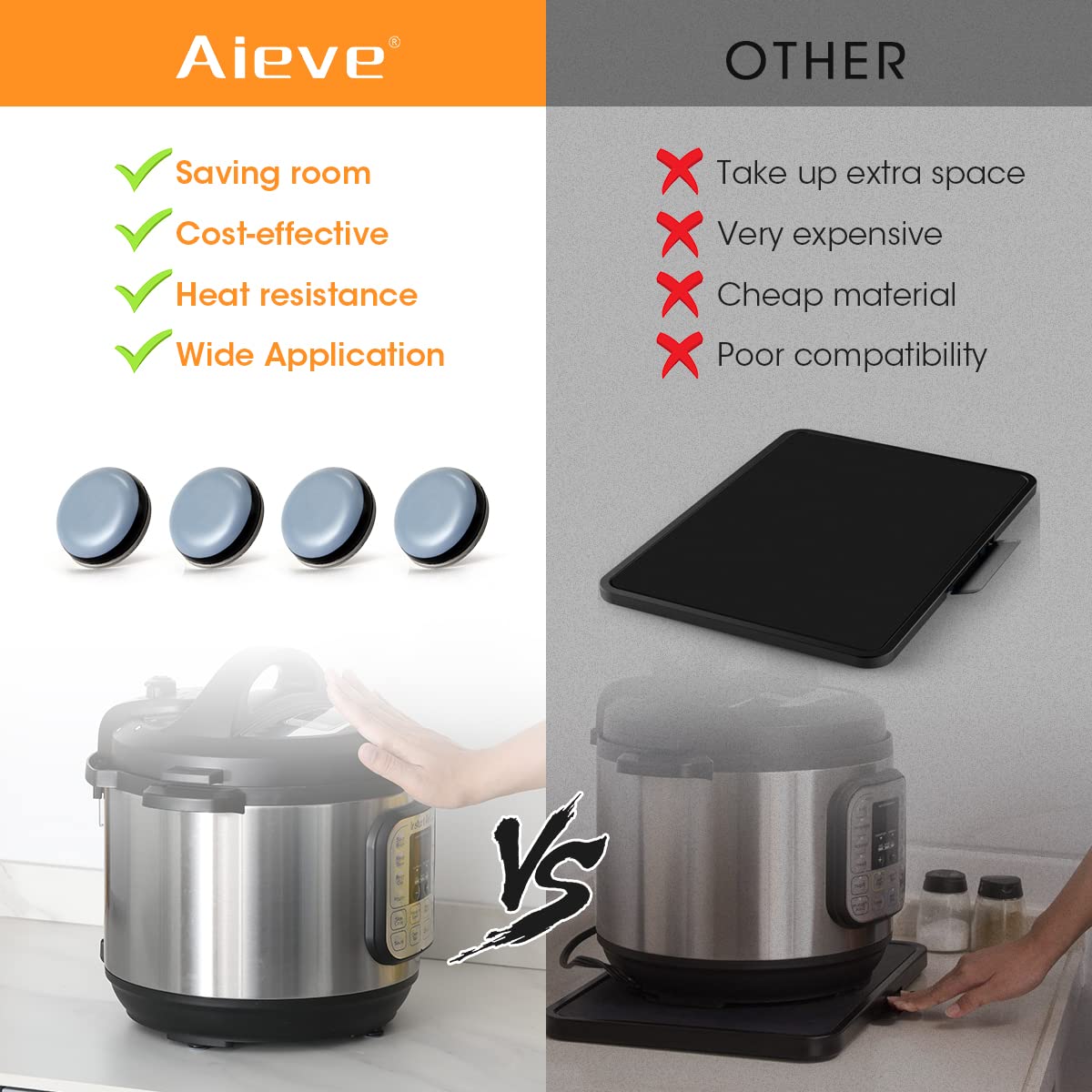 Aieve Appliance Sliders, 8 Pcs Small Appliance Slider for Countertop, Self Adhesive Home Finds Caster Wheels Rollers, Kitchen Must Have Gadgets for Stand Mixers, Coffee Makers, Air Fryers