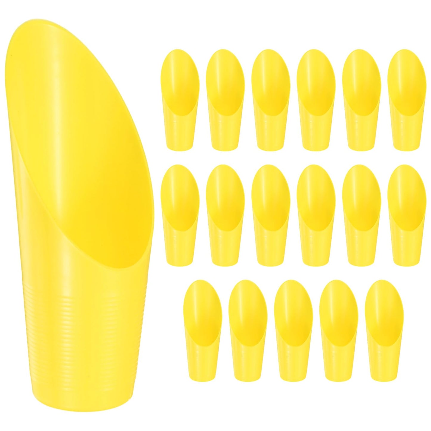 M METERXITY 18-Pack Bonsai Soil Scoops, Plastic Garden Soil Scoops Bucket Shovel Potting Scoopers for Transplanting/Flower Planting/Plant Succulent, Colorful Small Gardening Tools [Yellow]
