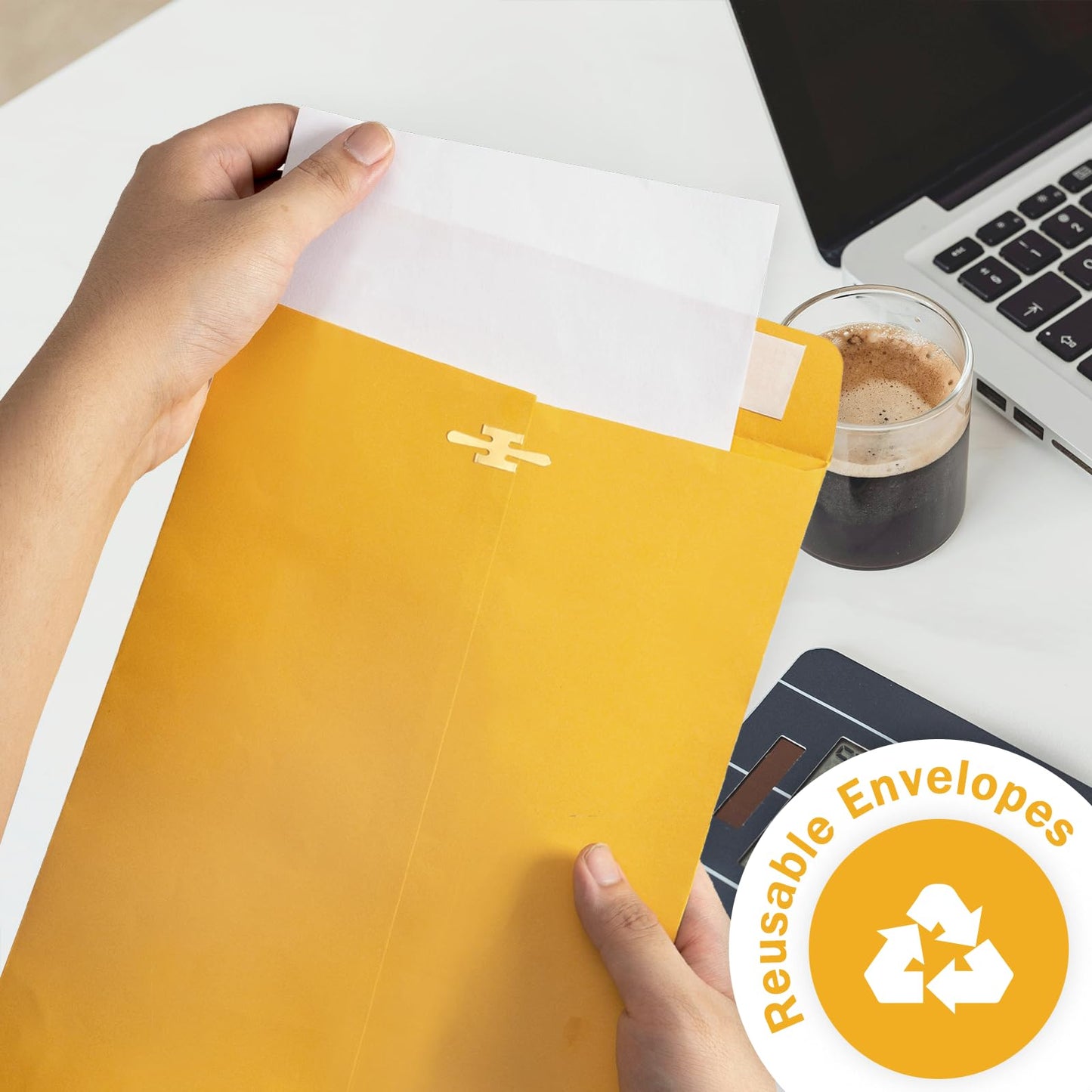 6x9 Clasp Envelopes - 100 Pack, Goefun Yellow Manilla Envelopes 6x9, 100GSM Heavy Kraft Paper, for Business, Legal, Office