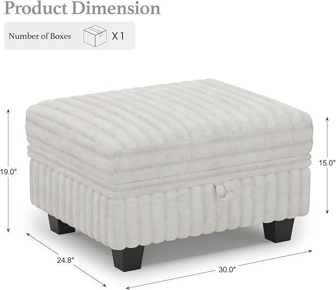 Belffin Corduroy Fabric Ottoman