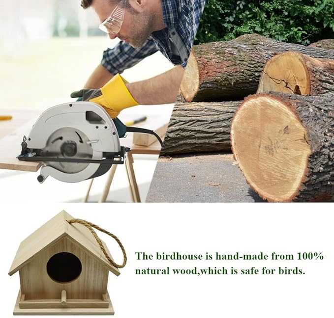Bird Houses for Outside Bluebird Houses for Outdoors Hanging Wooden Birdhouse Hand-Painted Bird Nest Garden Patio Decor for Wren Swallow Sparrow Throstle Finch