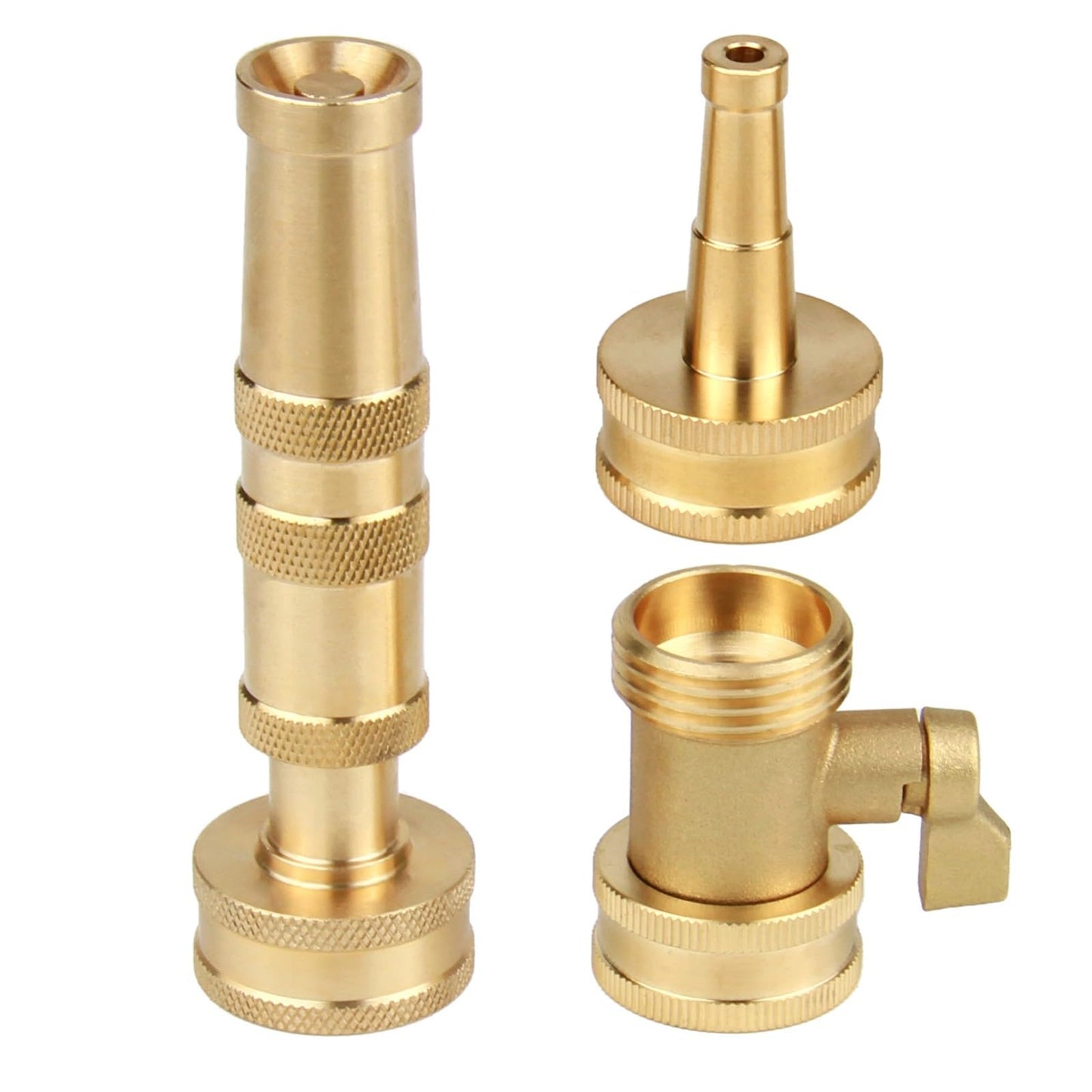 ENNSOO High Pressure Hose Nozzle, Heavy-Duty Brass Adjustable Twist Hose Nozzle with On-Off Valve, Water Hose Sprayer Nozzle with 3/4" GHT Connector for Garden(3 Pack）