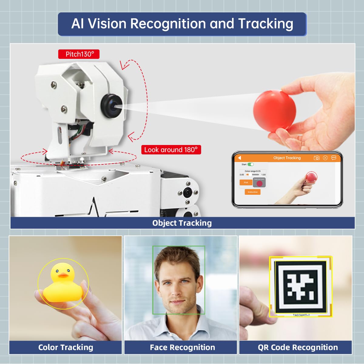 HIWONDER Humanoid Robot with ChatGPT AI Large Model Voice Control AI Vision Scene Understanding Raspberry Pi Robot Kit Python Programming for Teens Adults, TonyPi Standard Kit & RPi 5 4GB