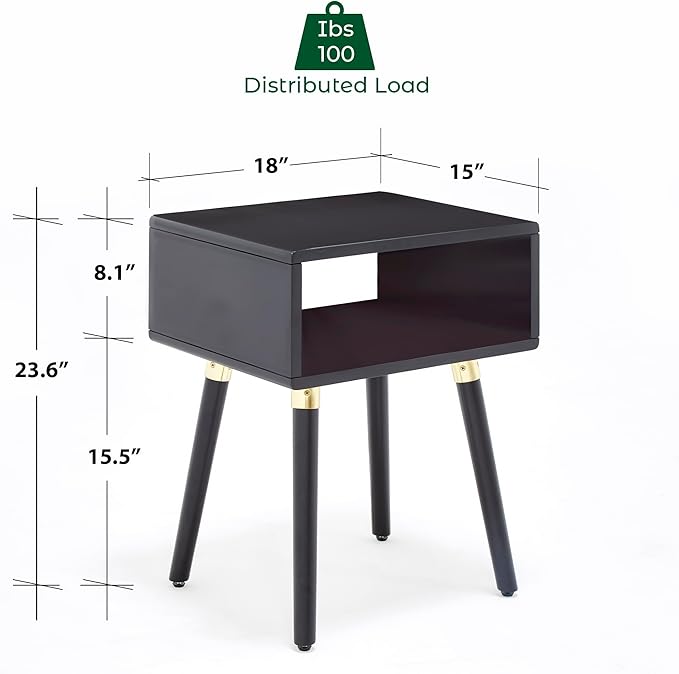 Bme Dinkee Solid Wood Nightstand, Fully Assembled, Without Drawer