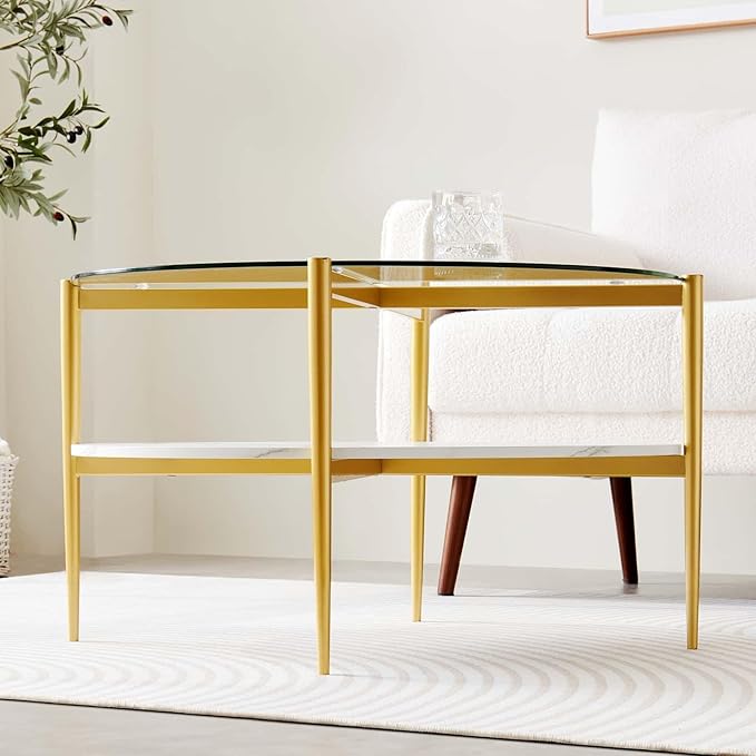 LumFurn Round Coffee Table for Living Room, Mid-Century Modern Design, D30 x H17