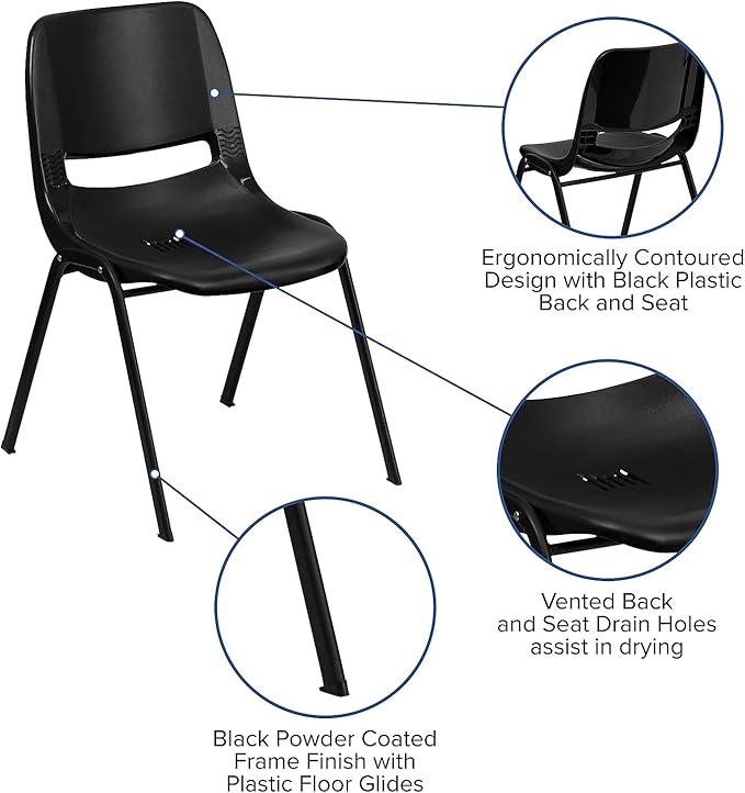 Flash Furniture HERCULES Series 440 lb. Capacity Kid's Black Ergonomic Shell