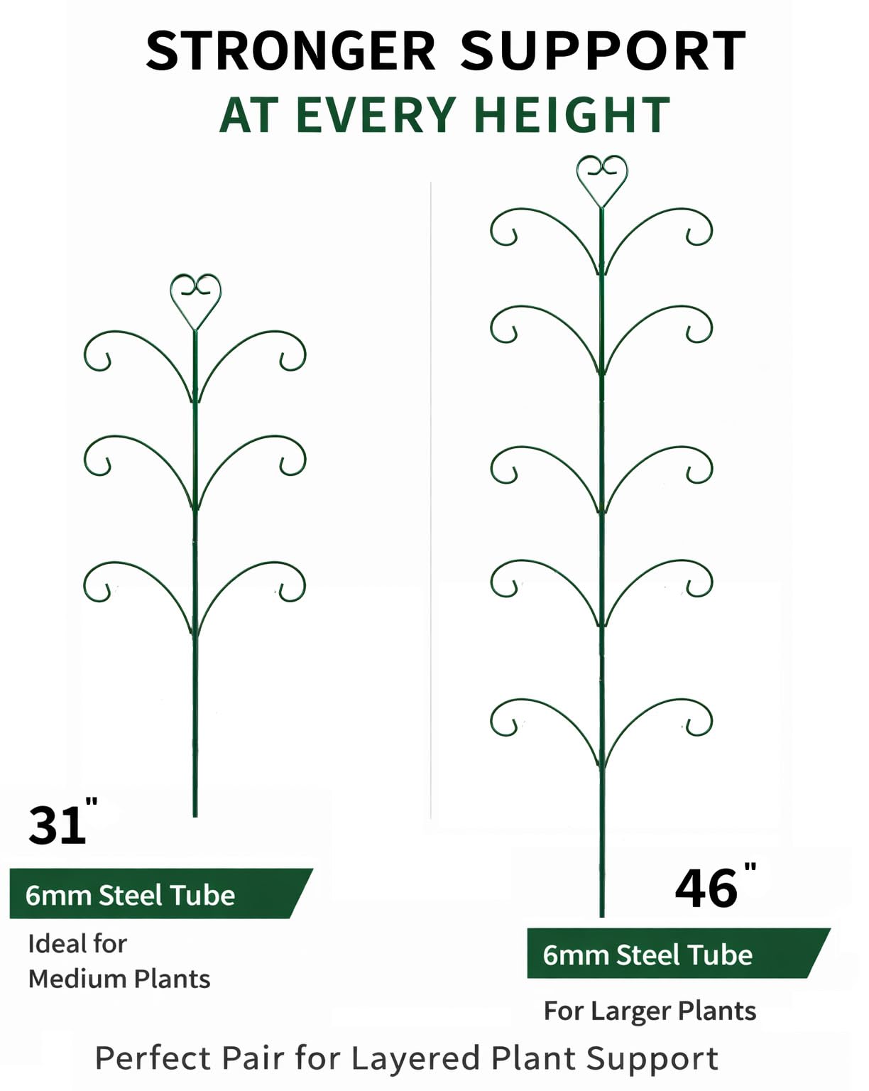 2 Pack Monstera Plant Support Trellis, 31” & 46” Adjustable Steel Plant Stakes for Indoor & Outdoor Use, Plant Trellis for Potted Climbing Plants, Tall Pothos Plant Climber Support for Ivy Pothos Hoya