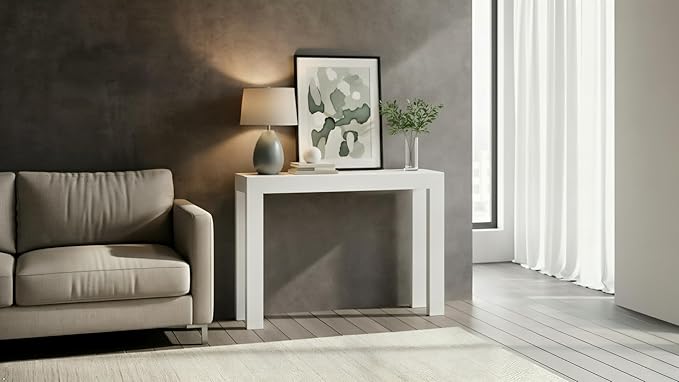 Plank+Beam Modern Solid Wood Console Table, 46 Inch, Sofa Table, Narrow