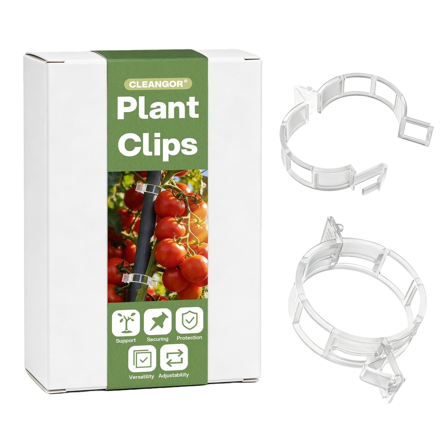 CLEANGOR 300Pcs Plant Clips, Plant Support Clips Plastic Trellis Clips Garden Plant Clips for Tomatoes, Cucumbers, Vines, Reusable Garden Clips Tomato Clips, Gardening Supplies to Grow Upright