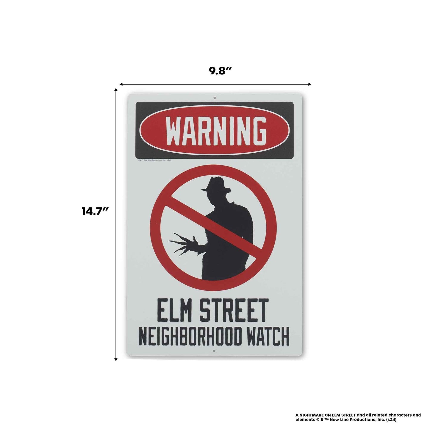 Nightmare On Elm Street Neighborhood Watch Metal Sign - Spooky Freddy Krueger Decoration for Movie Room or Halloween Decor