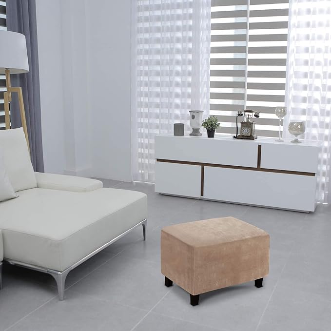 Ottoman Cover, Stretch Rectangle Velvet Ottoman Slipcovers of Foot Stool
