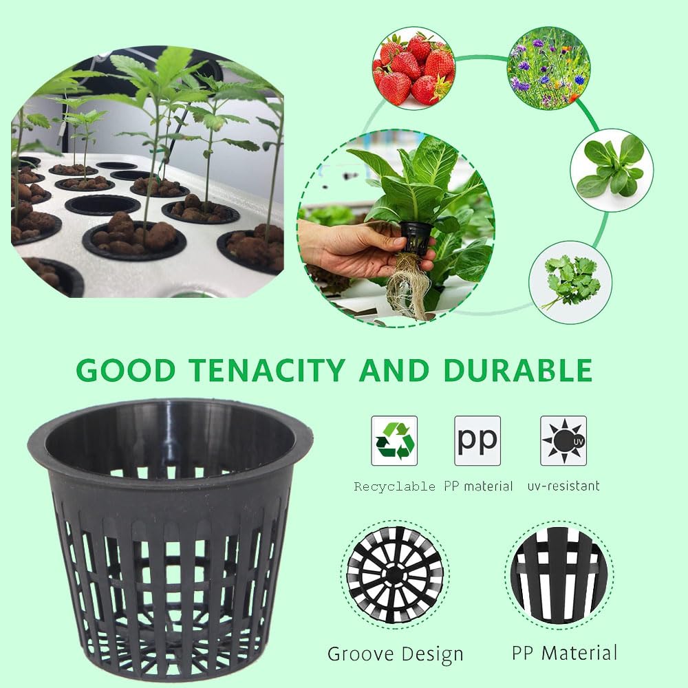 CHTASO 50 PCS 3 Inch Heavy Duty Net Pots,Hydroponic Cups,Garden Slotted Mesh Net Cups,Plant Nursery Net Pots for Hydroponics