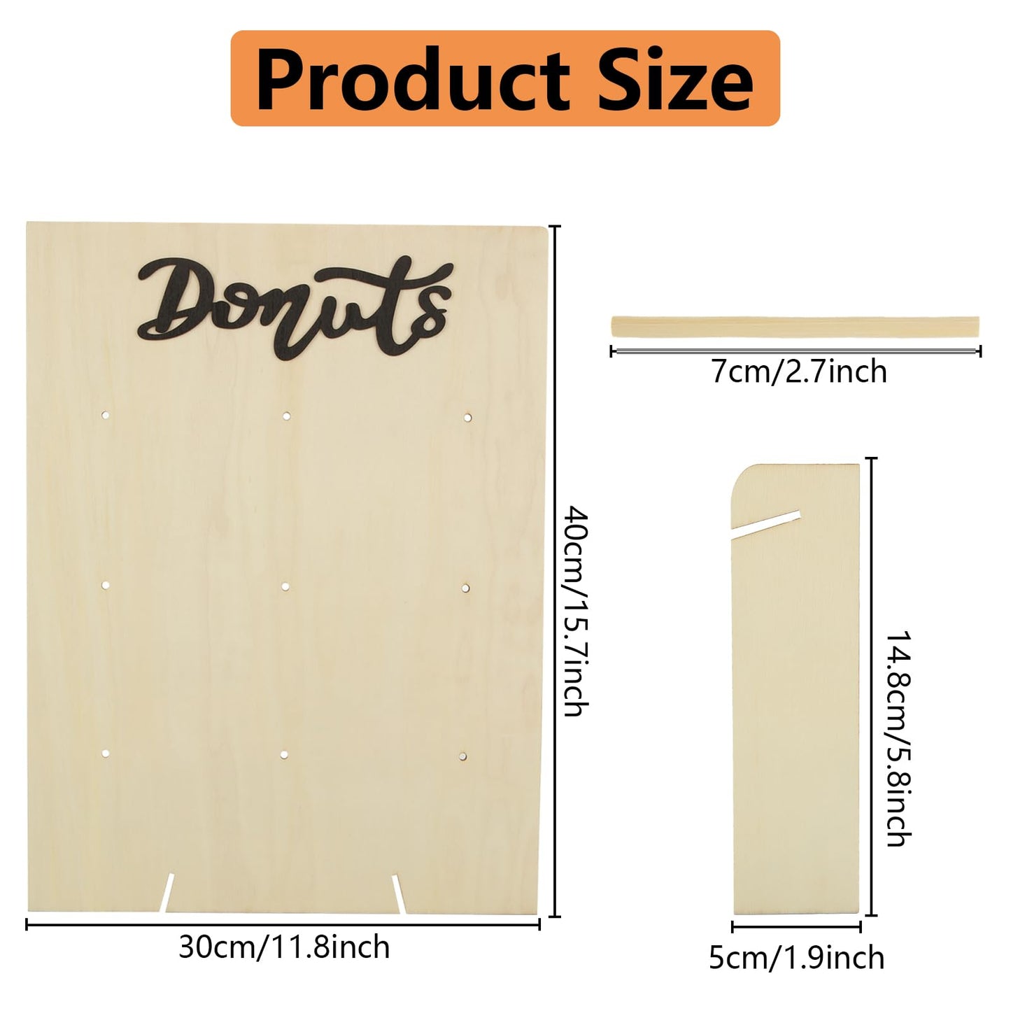 SHUESS 3 PCS Donut Wall Display Stand, Wood Donut Display Board, Donut Holder Board Stand, Wall Stands Display Board, Donut Stand Wood Decorate for Party, Wedding, Birthday, Party, Holds 9 Donuts