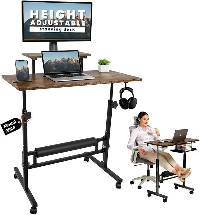 Model 2026 Adjustable Height Rolling Desk
